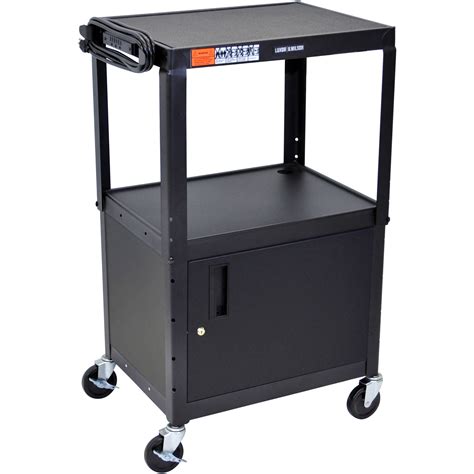 luxor steel adjustable height av cart with cabinet|luxor avj42c.